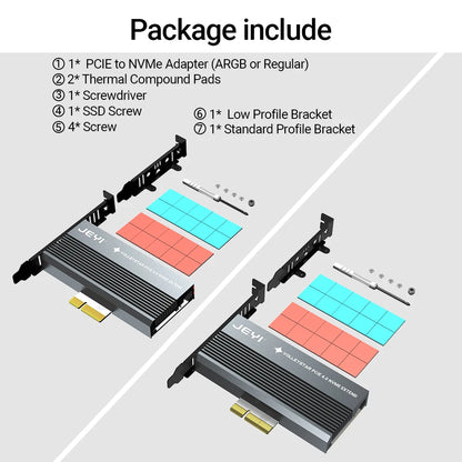 JEYI VolleyStar PCIE To NVMe Adapter With Aluminum Alloy  Heatsink, M.2 RGB PCIe 4.0 Card With 1/2U Low Standard Profile Bracket