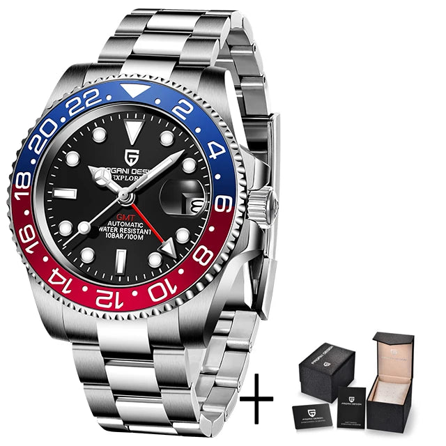Relógio Masculino Mecânico de Luxo PAGANI DESIGN 2026 – Aço Inoxidável, Função GMT, Vidro de Safira – Marca de Alto Padrão