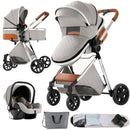 Baby Stroller 3‑in‑1 Travel System Pushchair Lightweight Pram from Birth All‑Terrain Baby Buggy Compact Fold Stroller Summer
