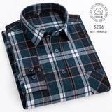 Men Fashion Long Sleeve Brushed Flannel Shirt Single Pocket Comfortable 100% Cotton Casual Slim Fit Button-down Plaid Shirts 8XL
