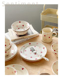 Heart-shaped Ceramic Dinnerware Set, Dinner Plate, Rice Salad Bowl, Coffee Mug, Japanese Love, Warm Gift for Valentine day