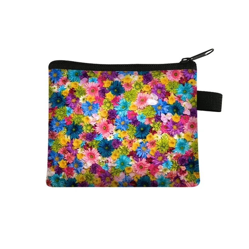 Carteira Portfel Men Wallet Women Cartera Mujer Female Short Cute Flower Zero Wallet Simple Fashion Card Bag Coin Purse Key Case