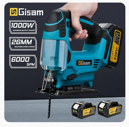 Gisam 26mm Electric Jigsaw Portable Cordless Saw Multi-Function Wood Cutting Woodworking Machines For Makita 18V Battery pin