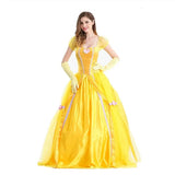 Belle Beauty And The Beast Yellow Long Dress Halloween Costume Belle Princess Dress Masquerade Carnival Adult Belle Roles Suit