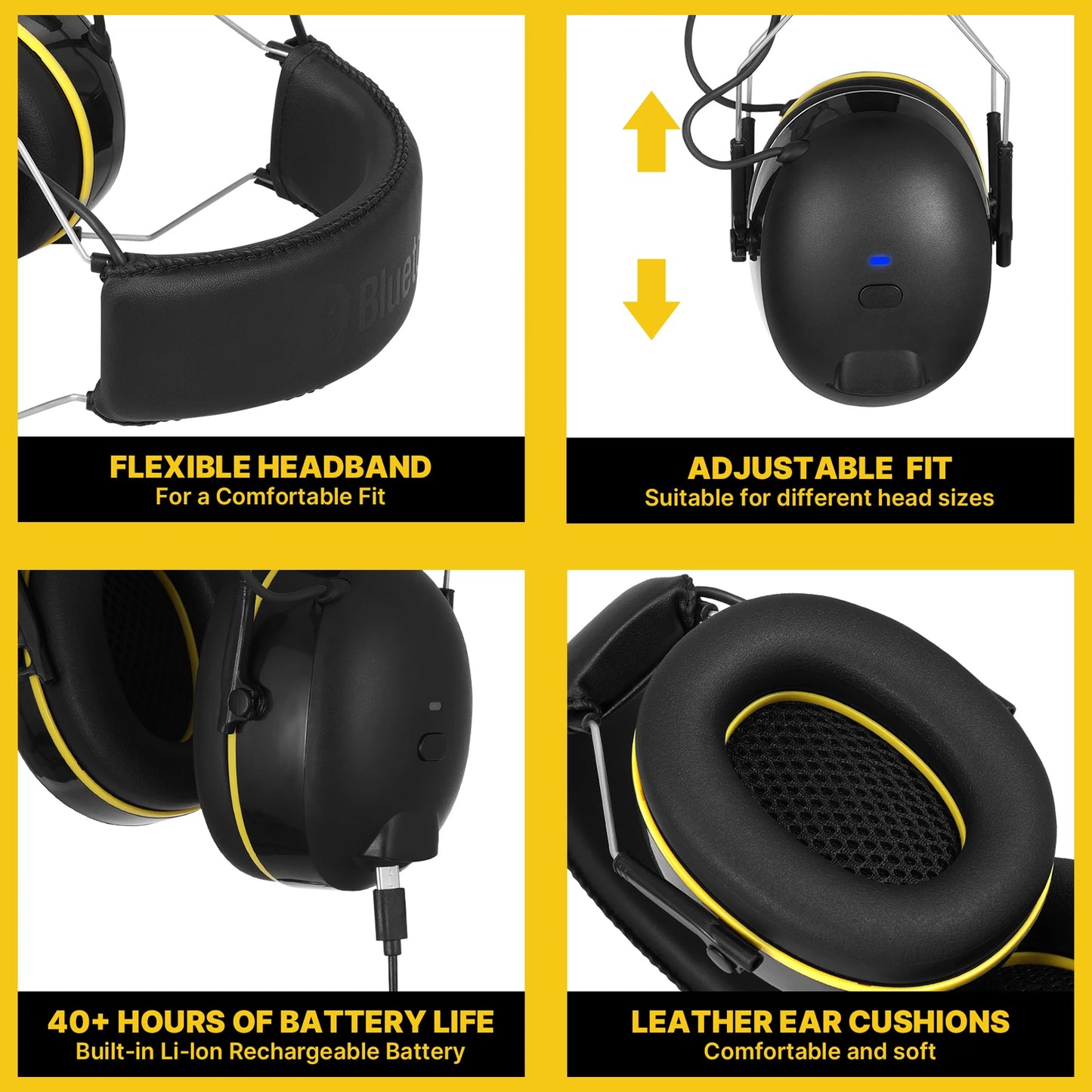 Auriculares electrónicos 5,0 orejeras Bluetooth protección auditiva auriculares para música seguridad reducción de ruido carga