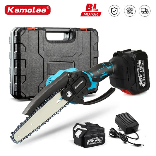 Kamolee Brushless Electric Saw, 8-inch Mini Chainsaw, Wood Cutter, Garden Pruning Power Tool for Makita 18V Battery