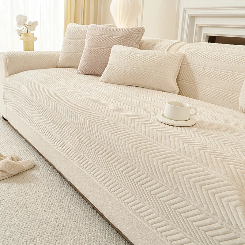 1PC Velvet Thicken Sofa Seat Cover Nordic Universal Sofa Cushion Slipcover Anti-slip L Corner Couch Towel Mat for Living Room