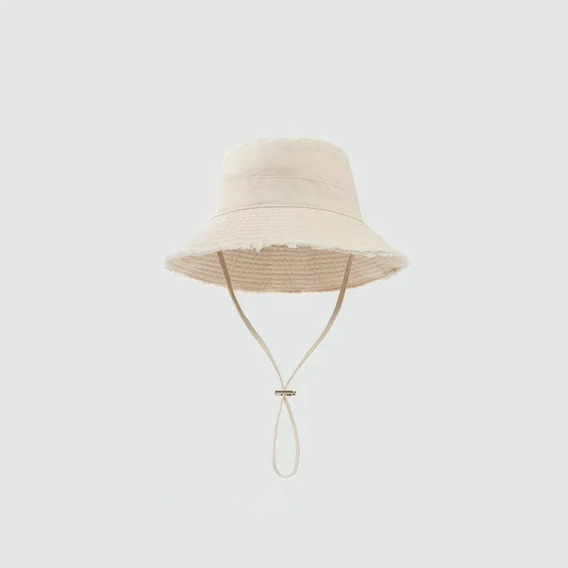 Summer Fisherman Cap for Women Korean Pink Large-Brimmed Bucket Hat Outdoor Beach Travel Sunshade Panama Hats