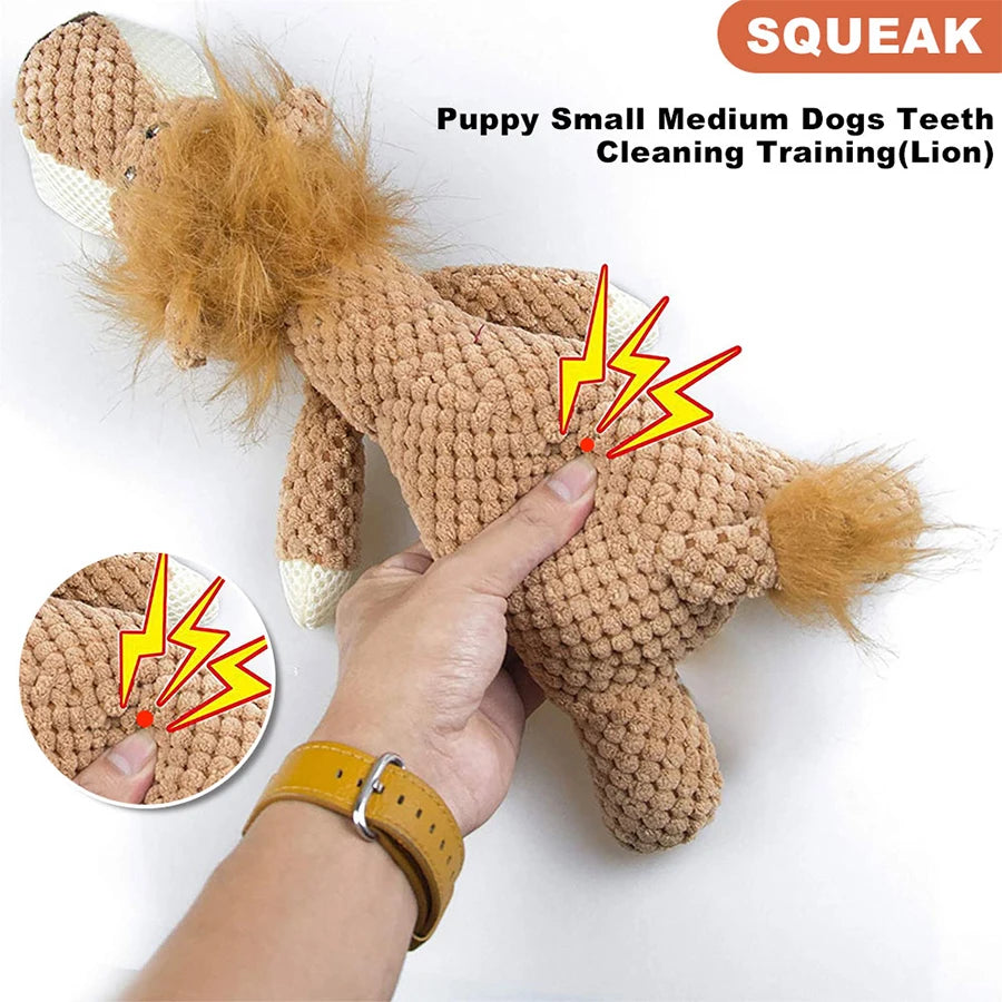 1/3 Pcs Large Dog Toy Bite-Resistant Sound Plush Toy Lion Wolf Elephant Cartoon Pet Toy Squeaky Dog Toy For Small & Medium Dogs