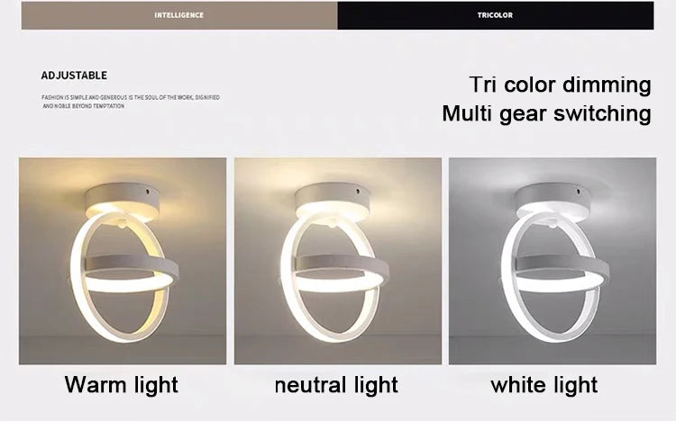 Modern LED Ceiling Light 2 Rings Creative Design Ceiling Lamp Indoor Lighting Fixtures Hallway Balcony Aisle Office Light