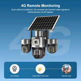 20MP 4G Sim Solar Camera WiFi 10X Optical Zoom 3-PTZ 4-Lens 3-Screens Outdoor Wireless Security Cameras Auto Tracking CCTV V380