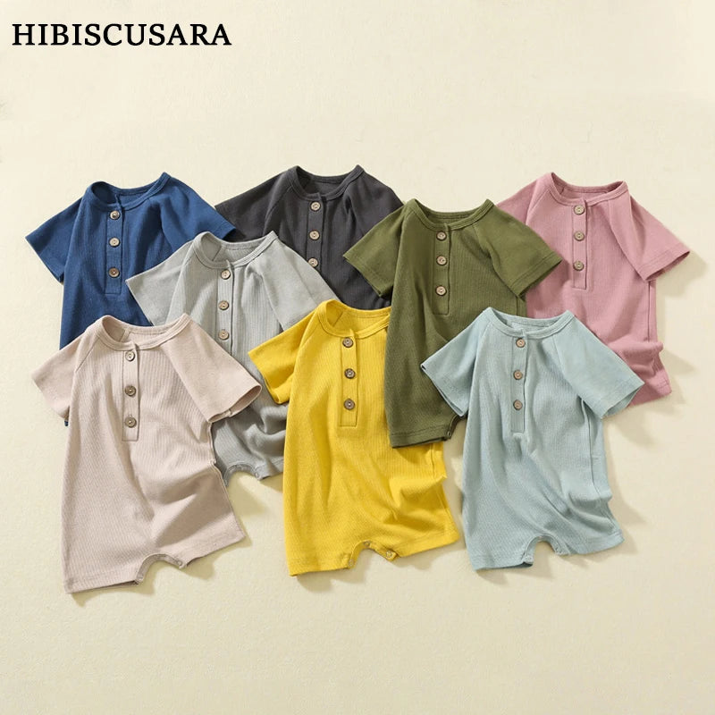 Pelele de verano para bebé, pijama fino de manga corta, mono acanalado, ropa de punto elástica, mono para niña
