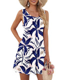 Women Summer Dresses Casual Loose O-Neck Sleeveless Short Dress With Pockets Holiday Vacation Print Beach Sundress Plus Size 9XL