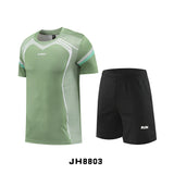 Fitness Clothes Ice Silk Quick Drying T-shirt Suit Men Short Sleeve Running Sportswear Shorts Tracksuit Gym Sports Training Sets
