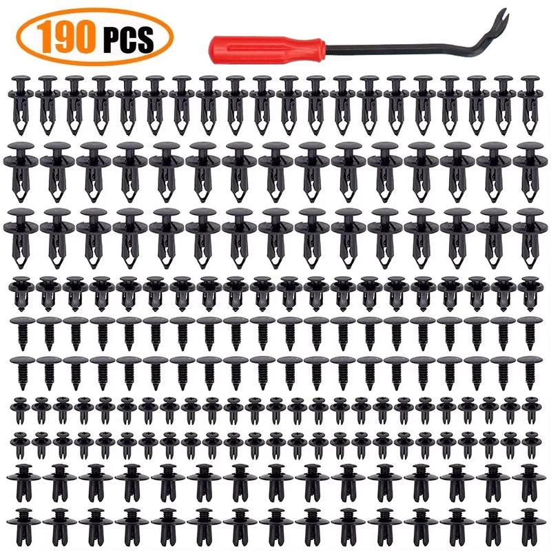 190pcs Car Retainer Clips 6 Size Plastic Fasteners Kit Auto Trim Panel Clip Mixed Car Body Bumper Rivet Set