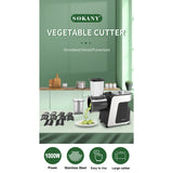 1000W Electric Vegetable Chopper Cutter 5-in-1 Stainless Steel Food Processor Kitchen Mixer Multifunctional Potato Slicer 220V