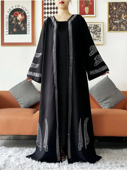 Vestido elegante de gasa para mujer, abaya abierta con cremallera, ropa musulmana, cárdigan islámico, abaya, nuevo