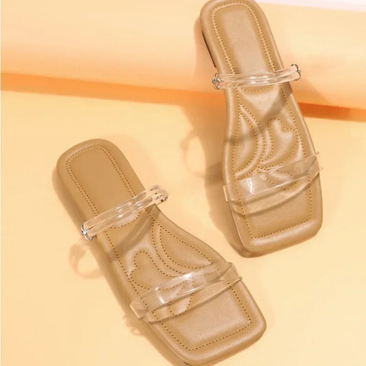 Sandalias planas informales grandes de PVC transparente con punta abierta, sexys, de verano, talla 35-42, para mujer, 2024