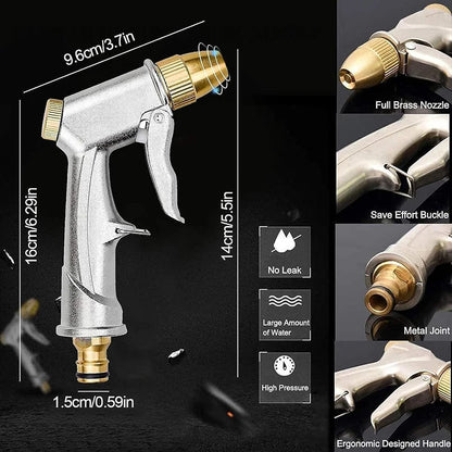 Spray Gun High Pressure with Full Brass Nozzle Handheld Water Nozzle Pistol Grip Sprayer for Watering Garden/Sidewalk/Car Wash