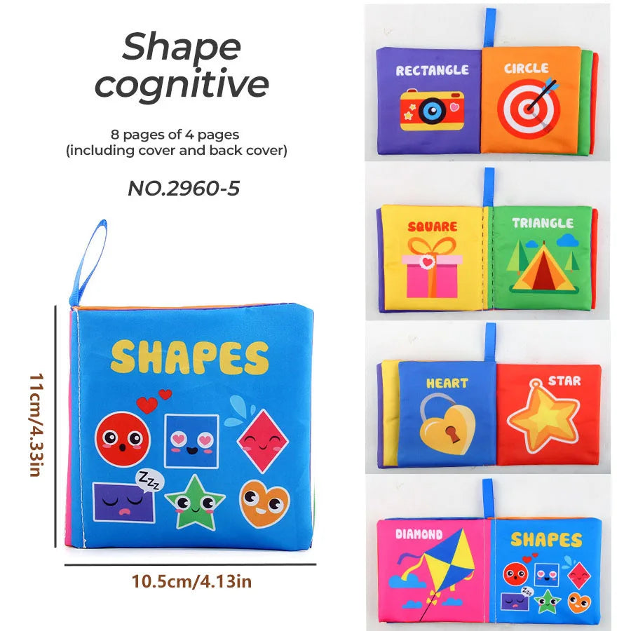 4 Pages Enlightenment Early Learning Books Children Black and White Cloth Book for Kids Montessori Educational Toys