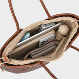 French Leather Woven Bag Fashion Simple Basket Bag Retro Advanced Handmade Bag New Versatile Commuting Women's Shoulder Handbag