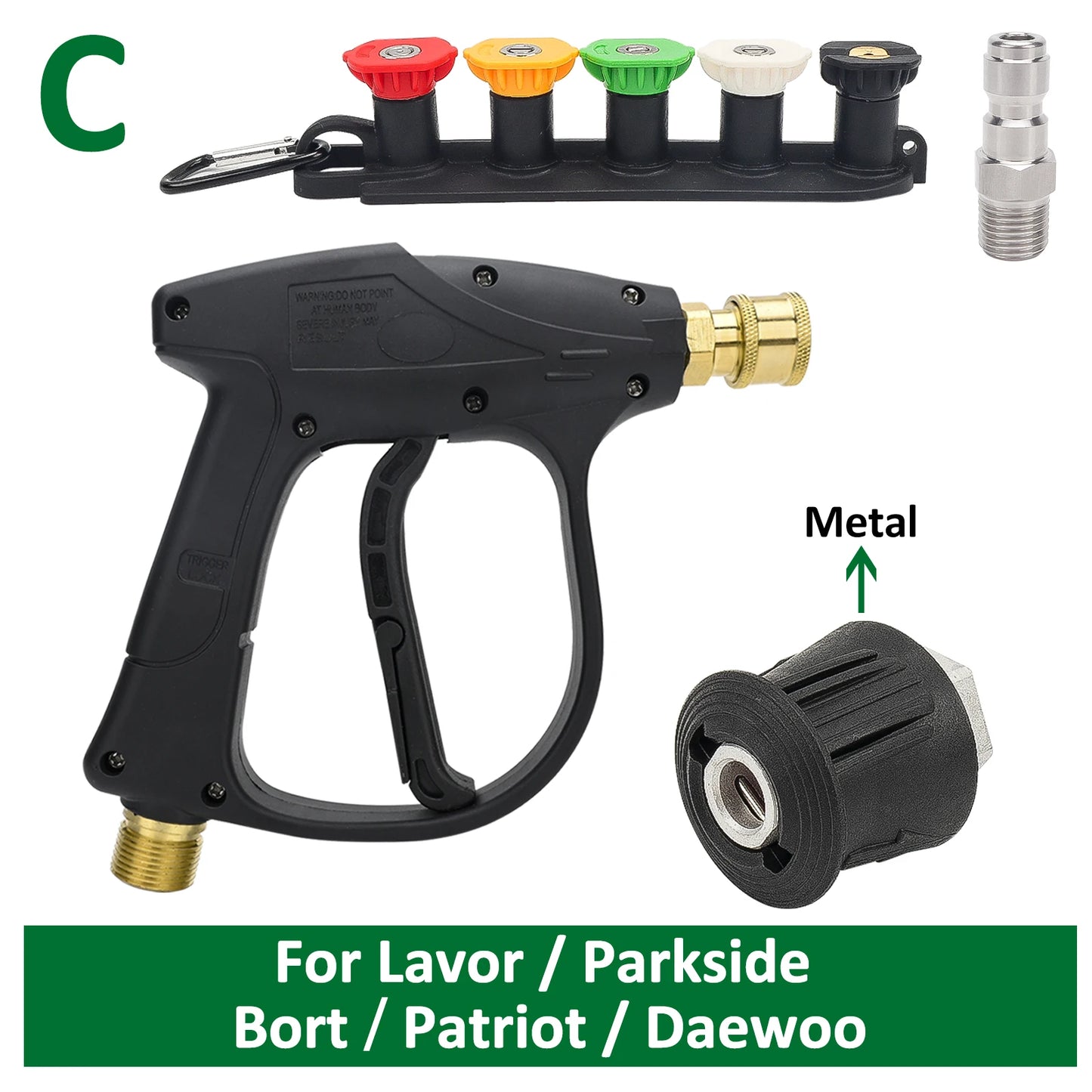Pistola de agua para hidrolavadora para limpieza de automóviles Conector de manguera para Karcher Nilfisk Parkside Bocsh Boquillas de conexión rápida