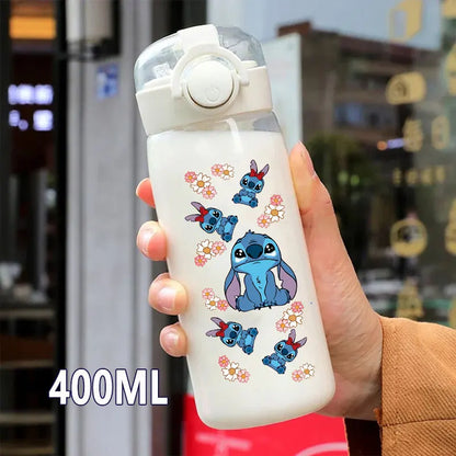 600/400ML Lilo&Stitch Straw Bottles Disney Drinking Office Transparent Portable Anti Drop Children's Water Bottle PC Material