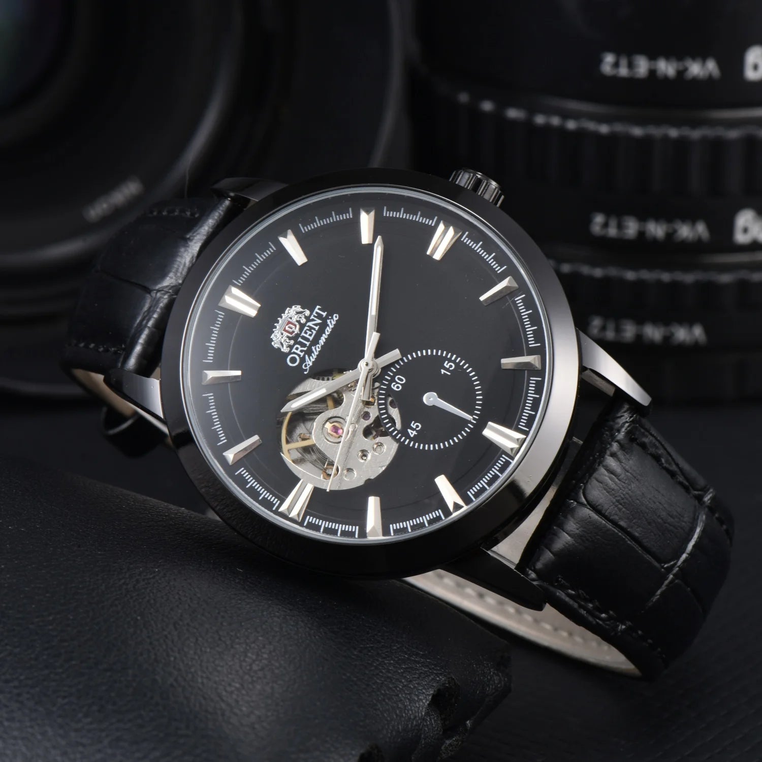 Orient Double Lion Watch Japanese Fully Automatic Mechanical Watch Hollowed Out Business Men's Watch Leather Strap