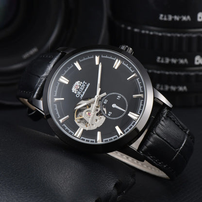 Orient Double Lion Watch Japanese Fully Automatic Mechanical Watch Hollowed Out Business Men's Watch Leather Strap