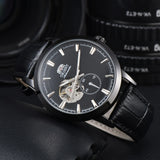 Orient Double Lion Watch Japanese Fully Automatic Mechanical Watch Hollowed Out Business Men's Watch Leather Strap