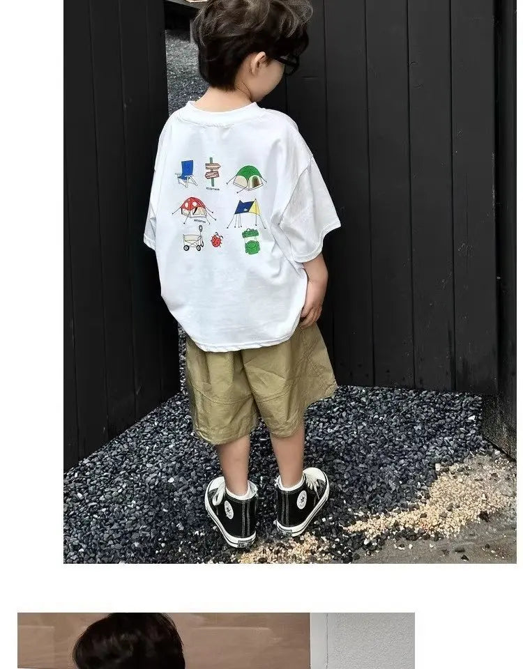 Boys' Summer Short Sleeve T-shirt New Small And Medium Children's Round Neck Top Children's Casual Versatile Half Sleeve Fashion