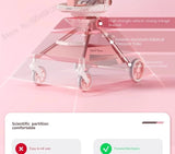 Pink Newborn Stroller can sit or lie down 0-6 years old Children Lightweight Folding Boardable Travel 360 ° Steering Stroller