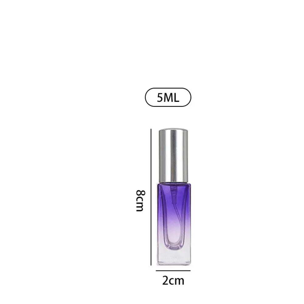 5ml/10ml Gradient Color Perfume Bottle Square Glass Spray Bottle Travel Portable Sample Fragrance Atomizer Refillable Container
