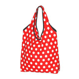 Custom Recycling Classic Black And White Polka Dot Shopping Bag Women Tote Bag Portable Grocery Shopper Bags