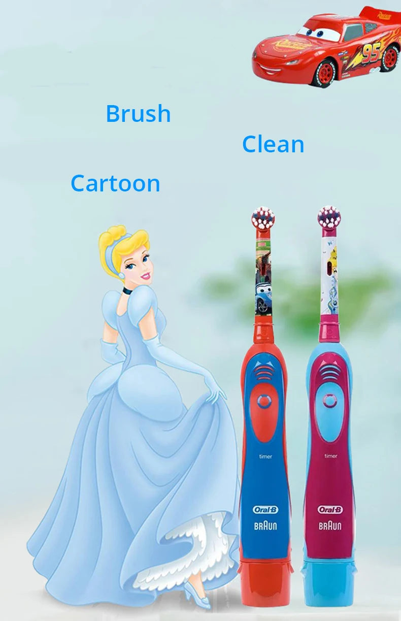 Cepillo de dientes eléctrico Oral-B Kids con cerdas suaves y cabezal reemplazable con temporizador de 2 minutos para niños mayores de 5 años.