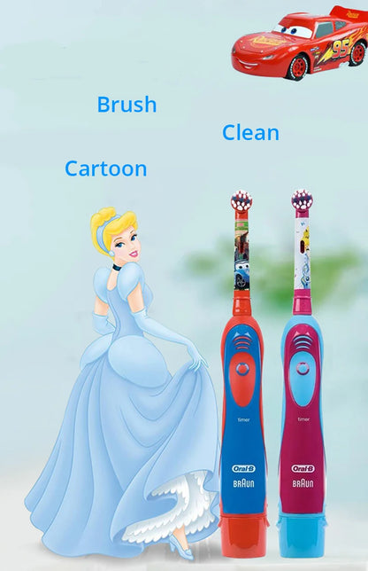 Cepillo de dientes eléctrico Oral-B Kids con cerdas suaves y cabezal reemplazable con temporizador de 2 minutos para niños mayores de 5 años.