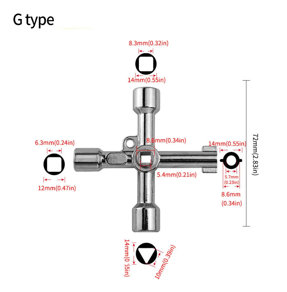 Electric control cabinet car elevator cross key wrench water meter valve key internal triangle wrench multi-purpose tool