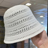 Hollow Out Crochet Sun Hat Wide Brim Bucket Hat Knitted Fisherman Hat Foldable Visor Small Fresh Simple Outdoor Casual Beach Cap