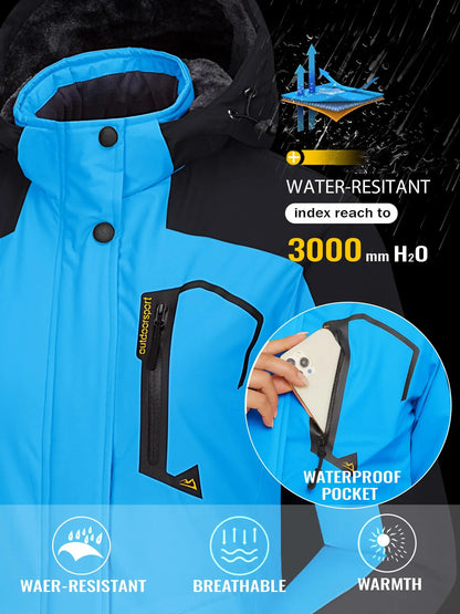 TACVASEN Chaqueta de esquí y snowboard de invierno para mujer, forro polar térmico, impermeable, informal, para trabajo, lluvia, cortavientos, parka