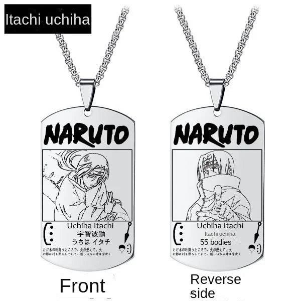 Collar con colgante de Naruto, periféricos de Anime bidimensionales, colgantes y collares de Sasuke, collar de acero inoxidable de hurón para hombre