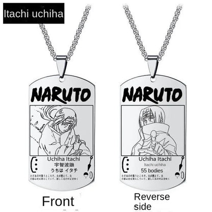 Collar con colgante de Naruto, periféricos de Anime bidimensionales, colgantes y collares de Sasuke, collar de acero inoxidable de hurón para hombre