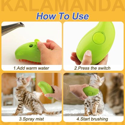 3-in-1 Steamy Brush for Pet Cat Dog Grooming Accessories Electric Brushes for Hair Cleaning Massage Comb Cat Dog Stuff Supplies
