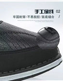 Spring Luxury Men's Casual Leather Shoes Elastic Band Business Flats Loafers for Men Soft Sole Peas Shoes Soft Men's Sneakers