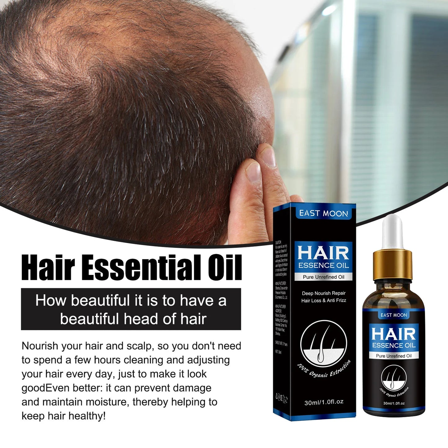 Vitamina E óleo de crescimento capilar para homens, prevenir a calvície, reparar, danificado, fortalecer raízes, melhorar a perda, reduzir o frizz, soro essencial
