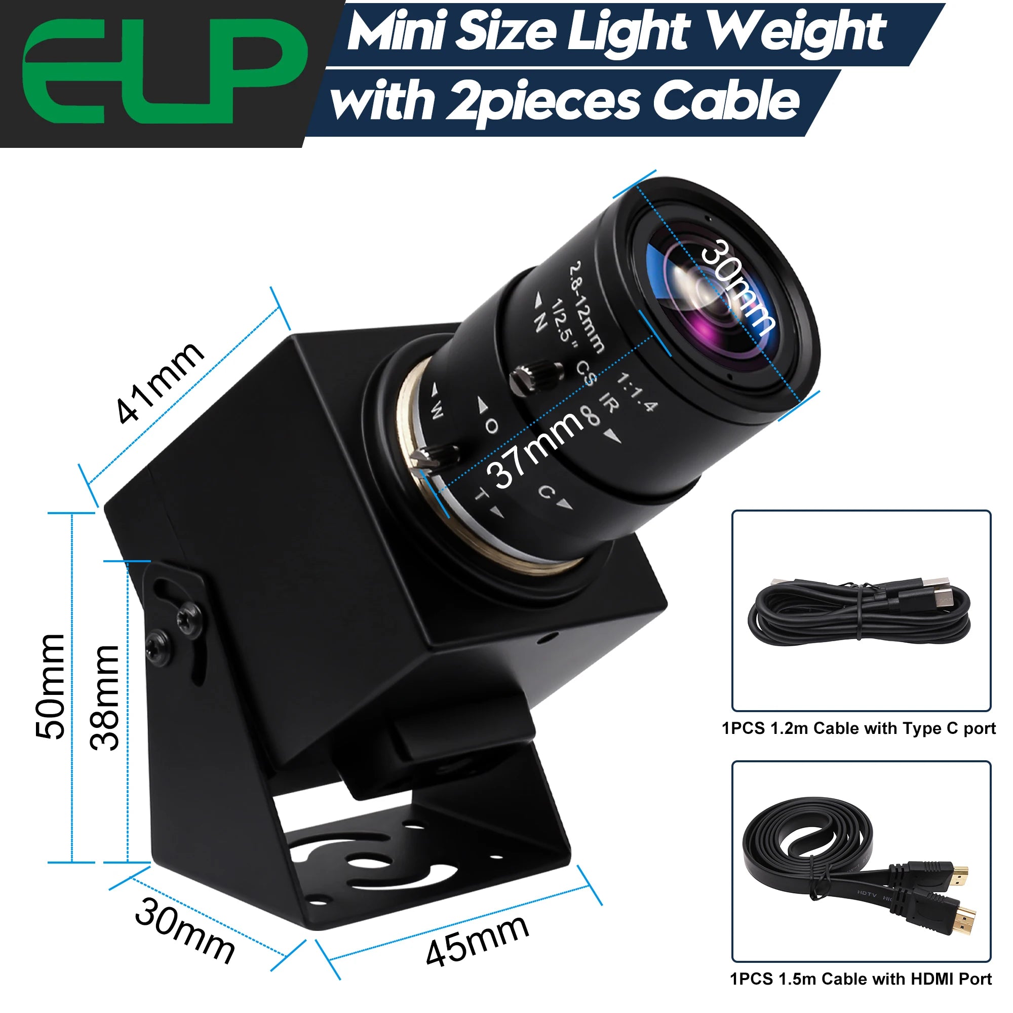 ELP 4K HDMI Camera H.264 Video Conference USB Camera with 2.8-12mm Manual Zoom Lens IMX415 Industrial CCTV Camera for Windows
