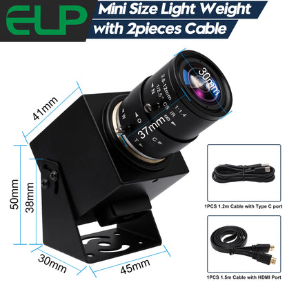 ELP 4K HDMI Camera H.264 Video Conference USB Camera with 2.8-12mm Manual Zoom Lens IMX415 Industrial CCTV Camera for Windows