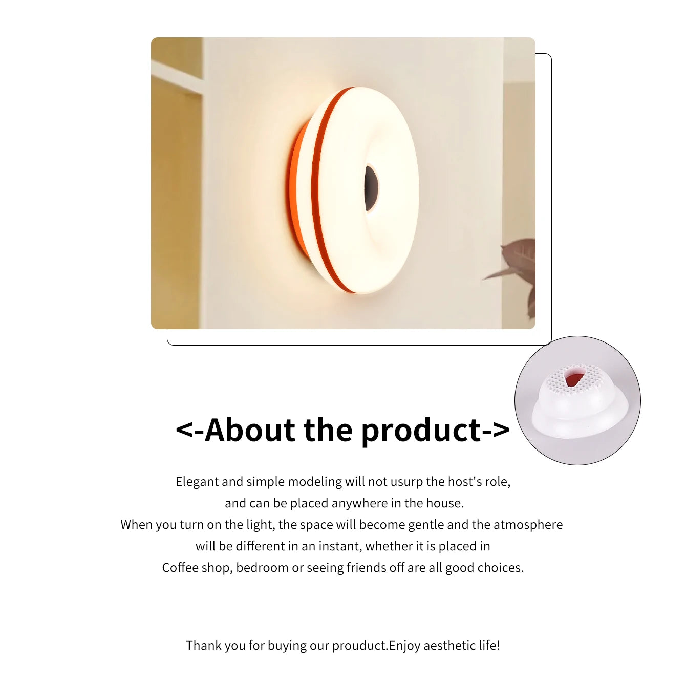 Bauhaus table lamp USB plug bedroom bedside lamp living room dining room decoration donut ambient light (Not glass)