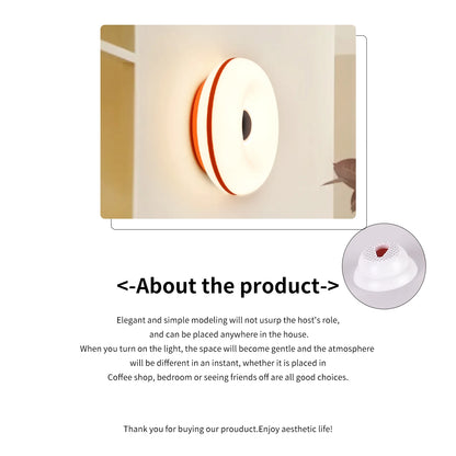 Bauhaus table lamp USB plug bedroom bedside lamp living room dining room decoration donut ambient light（Not glass）