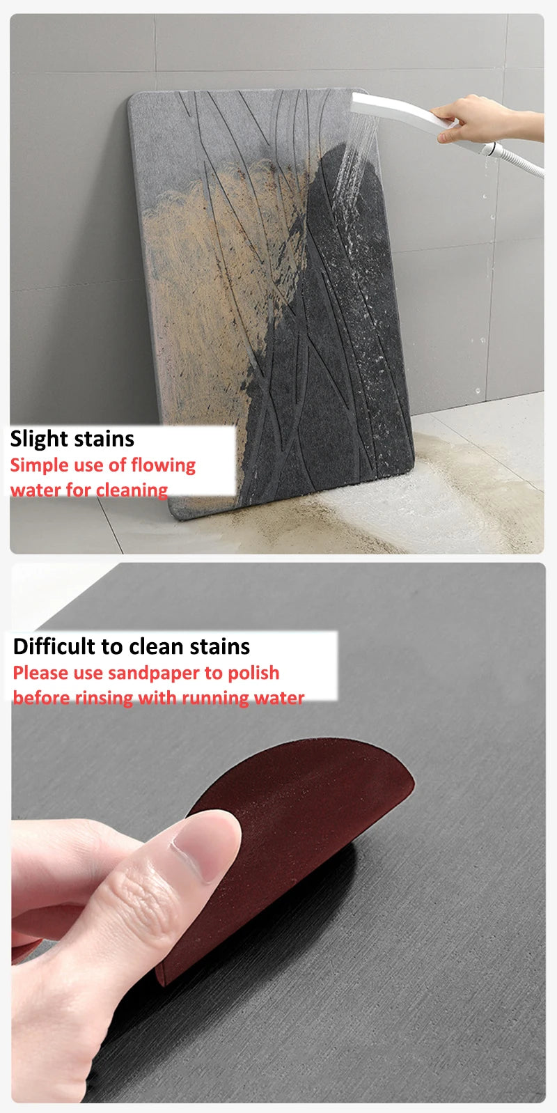 Ultra Non Slip Bath Mat Super Absorbent Bathroom Rug Quick Dry Stone Bathroom Mat 100% Diatomaceous Earth Shower Rug ﻿ 발매트