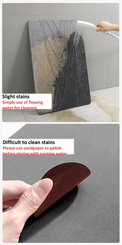 Ultra Non Slip Bath Mat Super Absorbent Bathroom Rug Quick Dry Stone Bathroom Mat 100% Diatomaceous Earth Shower Rug ﻿ 발매트